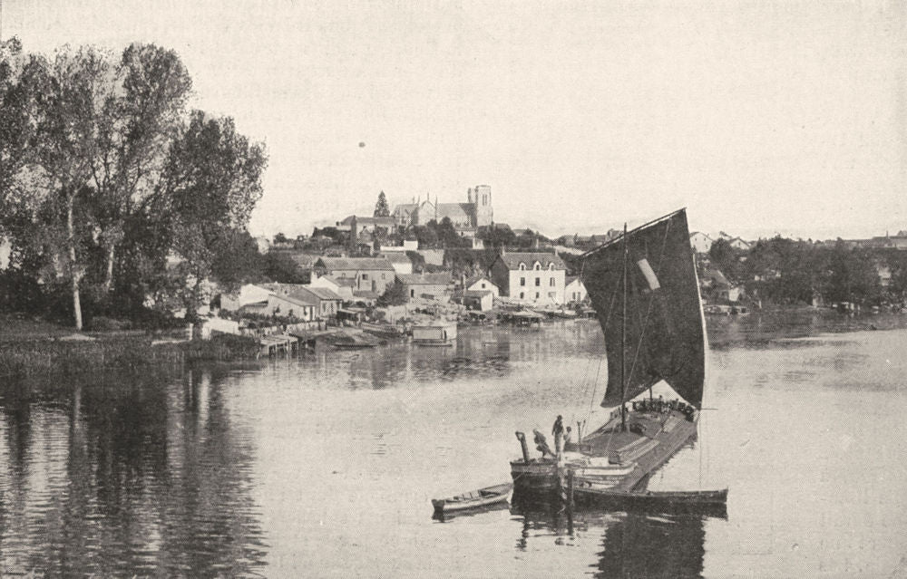 LOIRE. Les Bords de L'erdre 1900 old antique vintage print picture